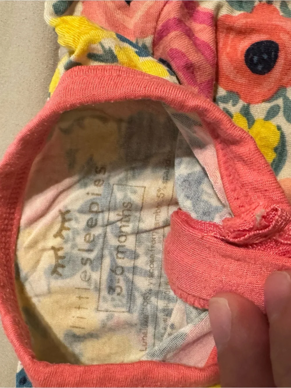 Little Sleepies Coral Trim Floral Zip Footie Pajamas